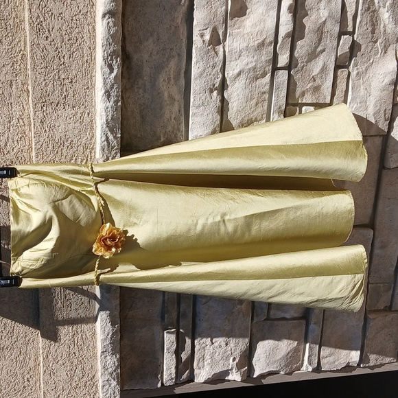 Hand Made Elegant Gold/lime Strapless Dress Sz Small - Picture 16 of 16